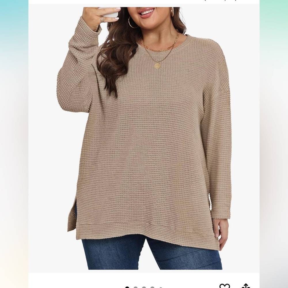 Khaki Oversized Sweater Pullover 3X - Picture 1 of 7